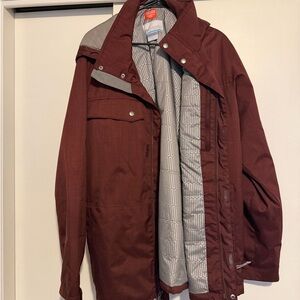 Columbia Men's Burgundy Raincoat with Light Gray Lining